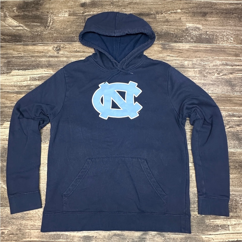 UNC Tar Heels Hoodie Section 101 Majestic Blue Logo Pullover Medium GUC